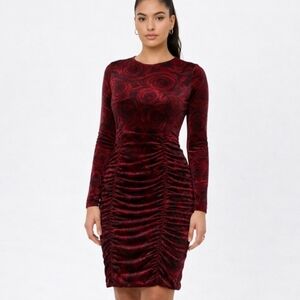 Suzy Shier | Y2K Red Black Velvet Open Back Mini Dress